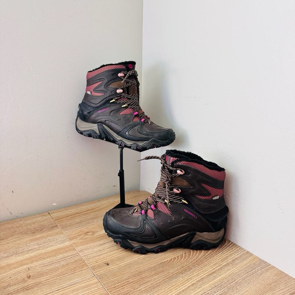 Merrell Espresso And Pink Hiking Boots Women’s Size 7